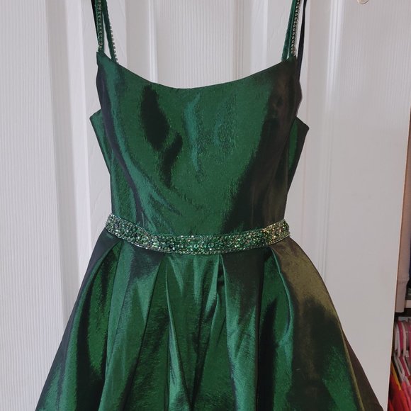Alyce Paris "The Secret Dress" Emerald Green floral mini dress size 0